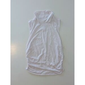 Lululemon All Yours Ruched Mock Neck Tank Top White Sleeveless Yoga Shirt